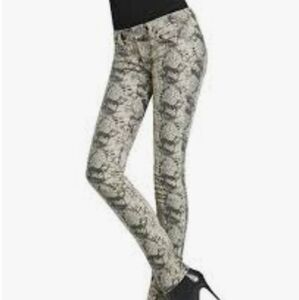 CAbi diamondback skinny animal snakeskin print pants jeans size 4